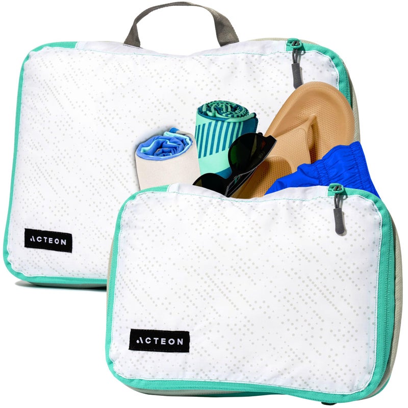 Acteon Compression Packing Cubes - 2 Pack Clean Dirty Separate Zipper - Luggage & Suitcase Organizer Travel Cube, Large Small Laundry Compartment Organizers for Clothes, Shoes Makeup - Image 1